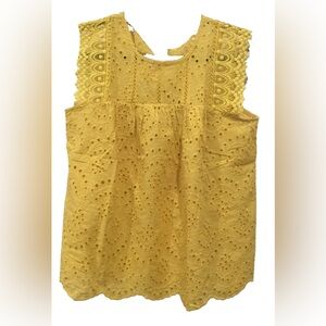VICI Yellow Eyelet Cotton Blouse Size Small